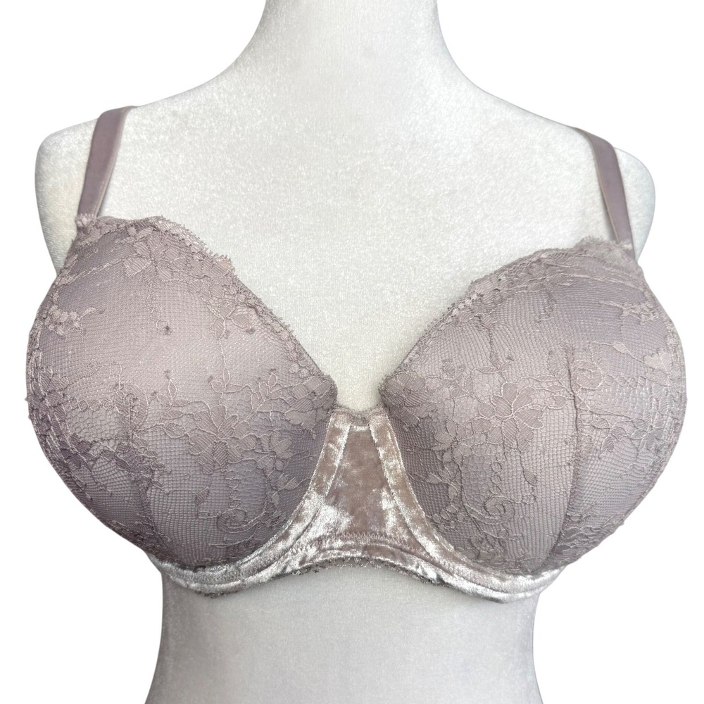 Victoria's Secret Dream Angels Velvet Bra Womens 34DDD Lace Lined Demi Lilac